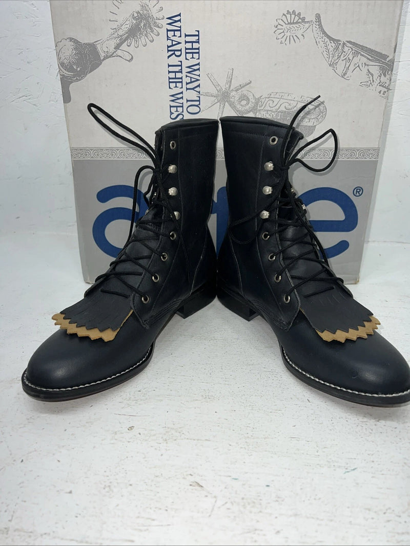 New Women’s Navy Lace Up Acme Cowboy Boots. C 4016 7.5 7 1/2 M. 17-40