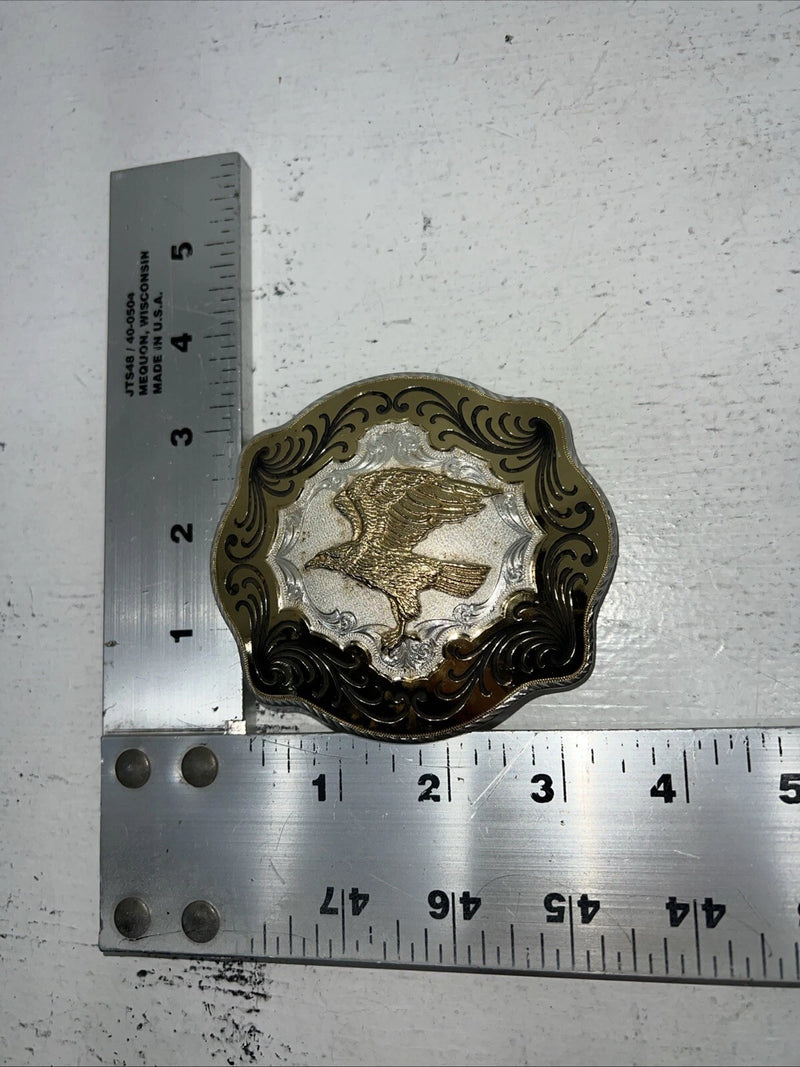 New Men’s Women’s Montana Silversmiths Gold Silver Black Bird Belt Buckle. F-18