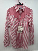 New Women’s Denver Pink Stripe Long Sleeve Pearl Snap Medium LL-101