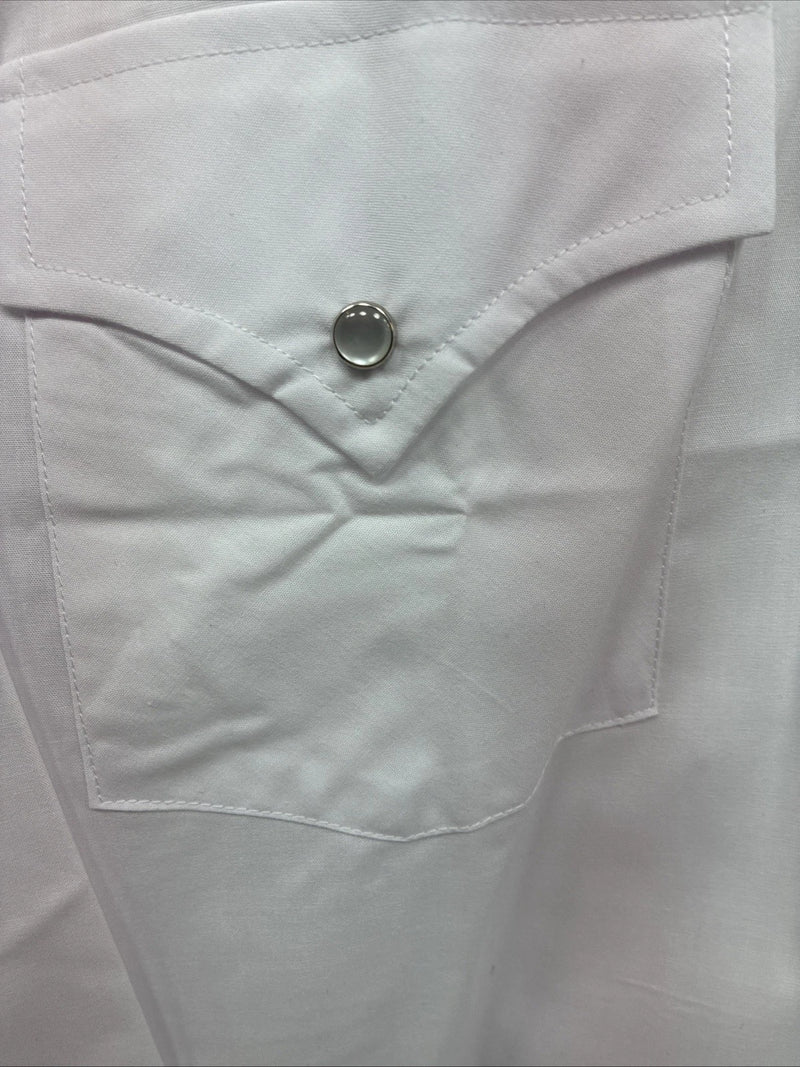New Men’s ELY Cattleman White Long Sleeve Pearl Snap 18 X 35 2XL R-25