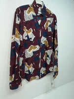 New Men’s Maroon Cowboy Threads Long Sleeve Button Up Shirt M #7904 3B-56