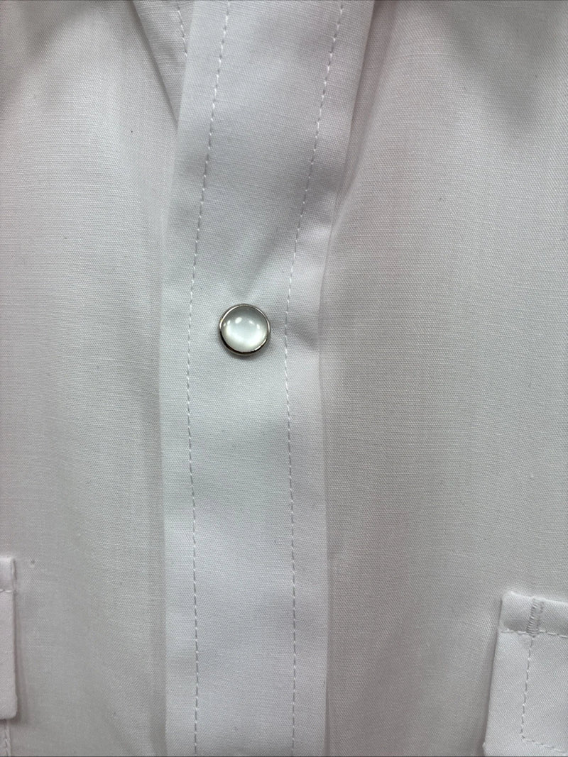 New Men’s ELY Cattleman Simple White Long Sleeve Pearl Snap 15.5 Medium K-56