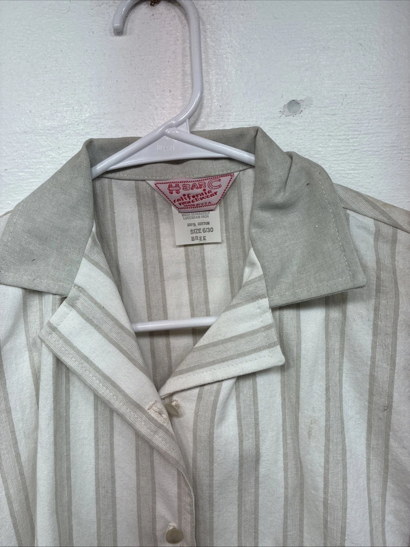 New Women’s H Bar C Gray White Stripe Short Sleeve Button Up Size 30 TT-55