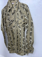 New Men’s Yellow Leaf ELY plains Pearl Snap Long Sleeve Shirt 14.5x33 S I-47