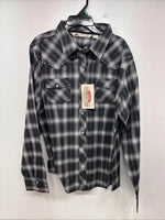 New Women’s Cumberland Black Plaid Long Sleeve Pearl Snap XL II-15