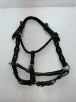 New Black Leather Full Horse Show Halter Gold accents 3C-15