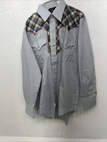 New Men’s Blue Plaid Champion Western Pearl Snap Long Sleeve  15.5x33 M I-48