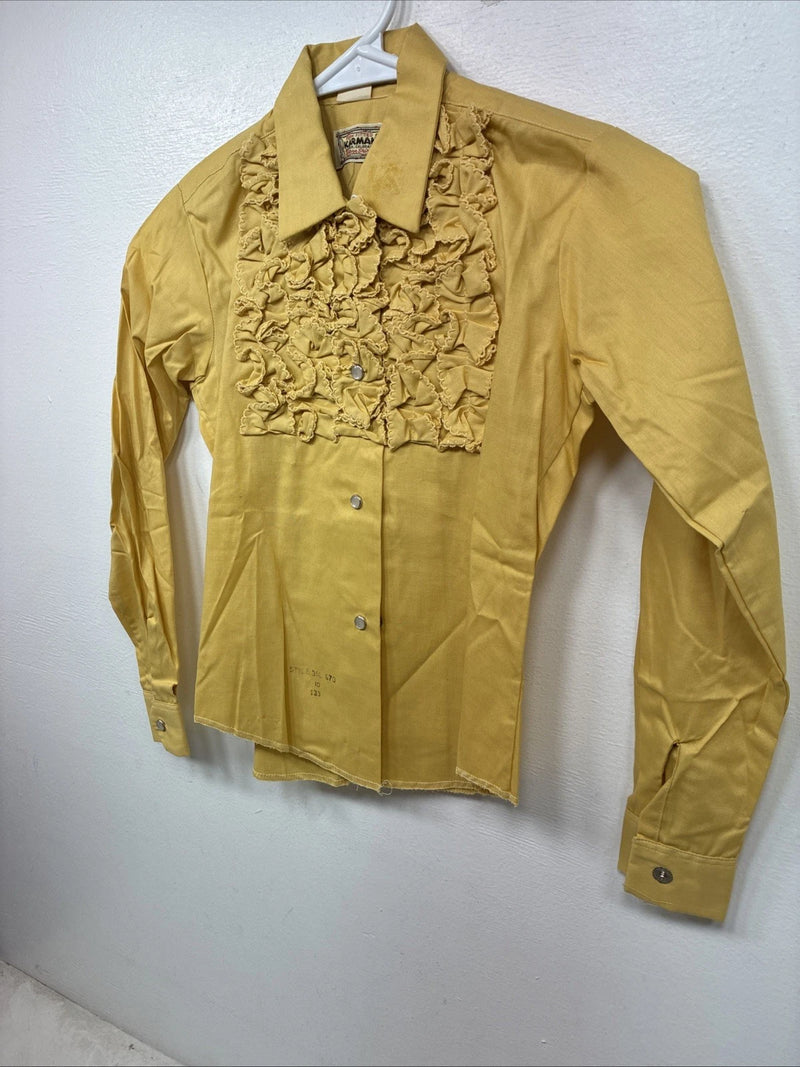 New Kids Karman Yellow Designed Long Sleeve Pearl Snap Size 10 YY-56