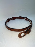 New Brown Genuine Leather M&F Silver Pendent 26” Belt #3219754 NN-35