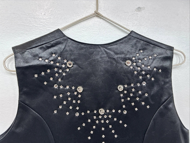 New Women’s 1848 RanchWear Black Rhinestone Sleeveless Vest Zip Up Large YY-40