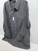 New Men’s White Horse Black White Checkered Long Sleeve Pearl Snap 3XL E-59