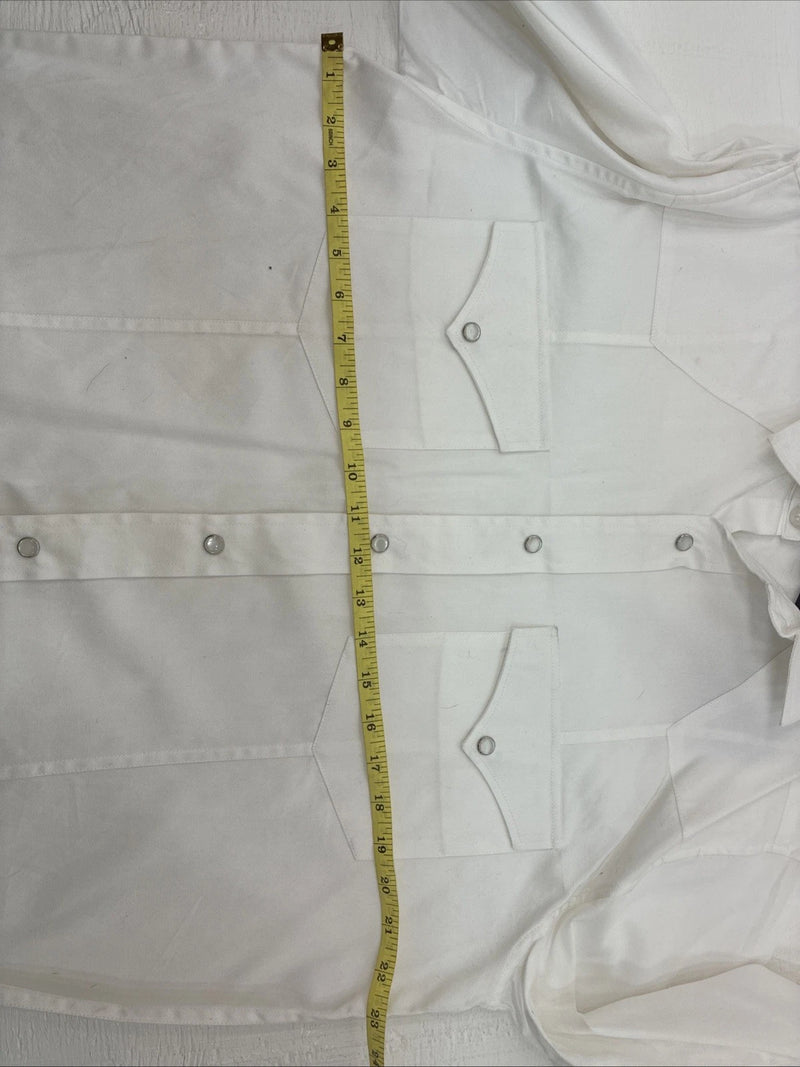 New Men’s Western Express White Western Long Sleeve Pearl Snap Large AA-40