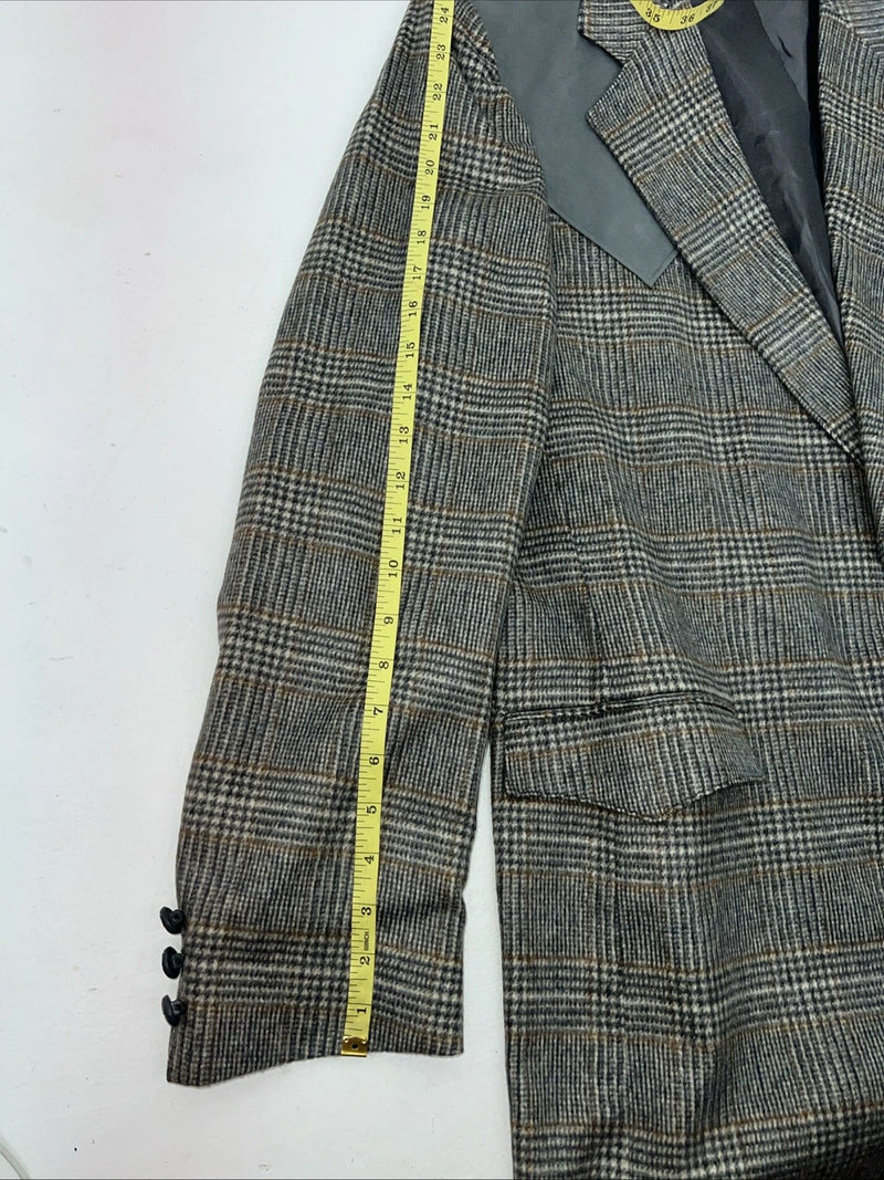 New Men’s HbarC California Ranchwear Grey Plaid Suit Jacket 42R #14753 AA-605