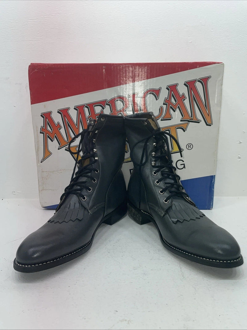 New Men’s Gray Lace Up American West Cowboy Boots. 6999 12 E W. 9-57