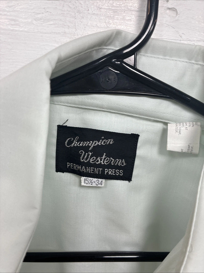 New Men’s Champion Western Mint Green Long Sleeve Pearl Snap 15 Medium K-89