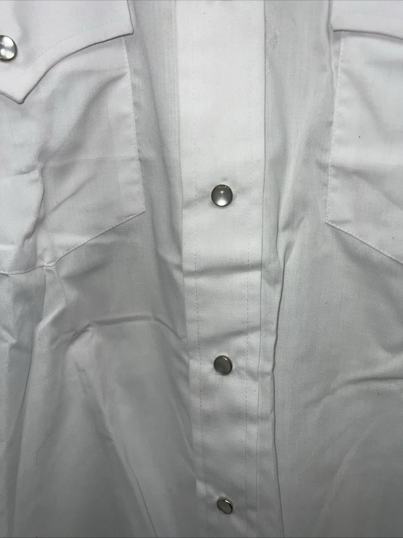 New Men’s White Champion Western Long Shirt. 15.5 X 34 Medium Pearl Snap A-176