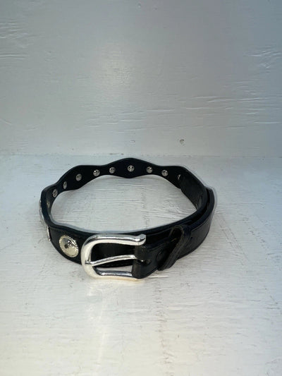 New Black Genuine Leather Nocona Silver Pendent 24” Belt #N4412001 NN-66