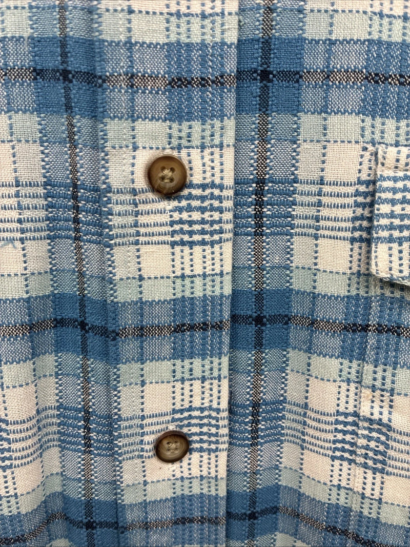 New Men’s Panhandle Slim Blue Plaid Long Sleeve Button Up Large AA-30