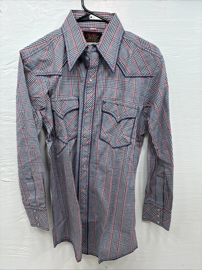 New Men’s Champion Western MultiColor Plaid Long Sleeve Pearl Snap Medium Q-67