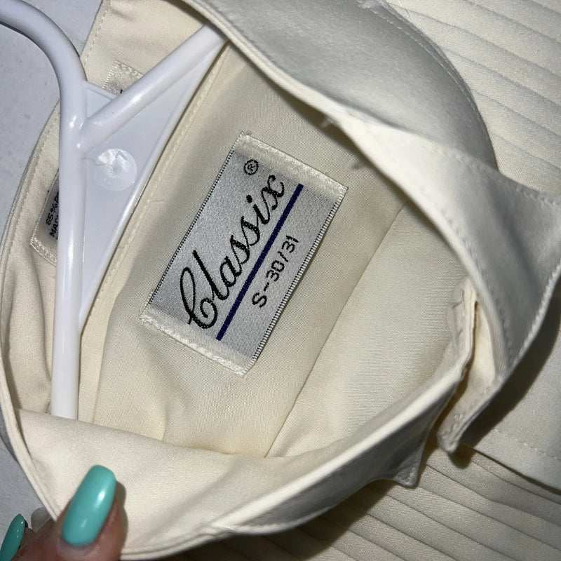 New Men’s Classix Cream Long Sleeve Pearl Snap Small 30/31 B-49