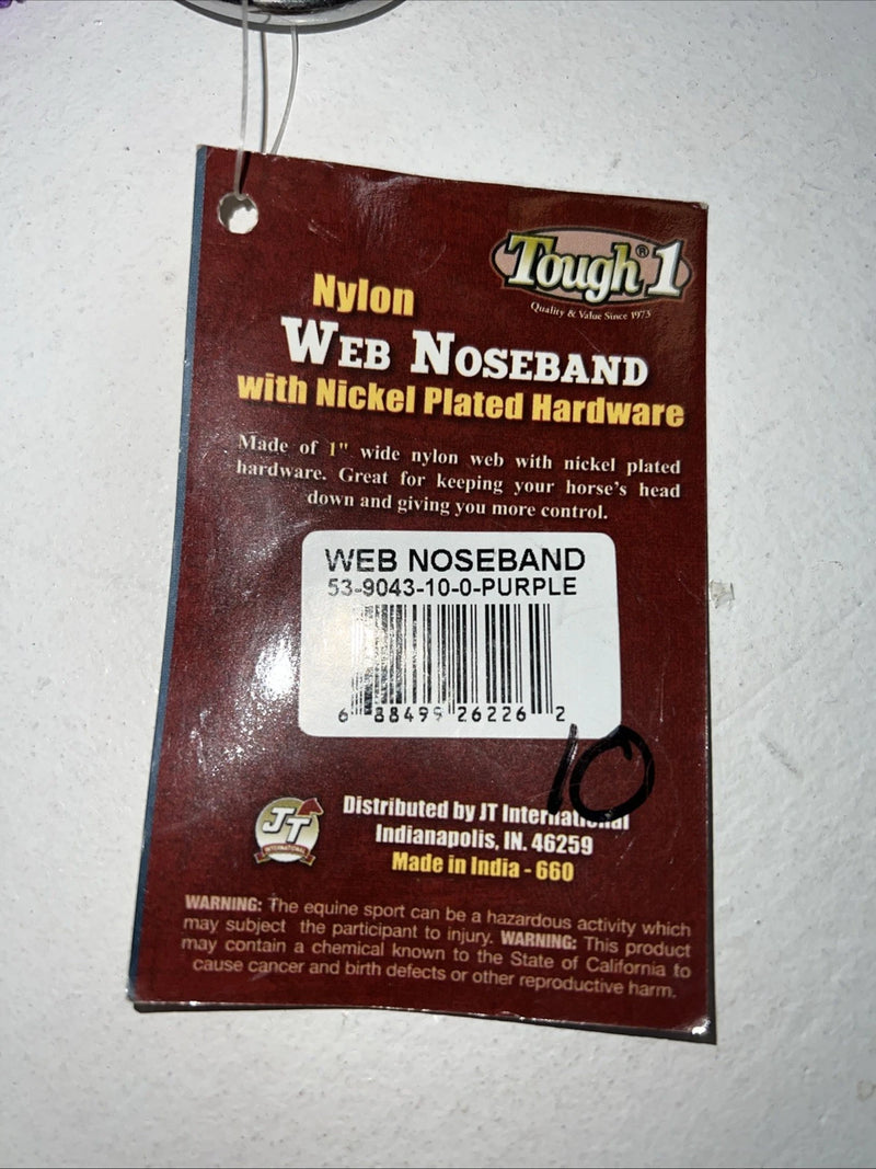 New Tough 1 Purple Nylon Web Noseband Nickle Plated Hardware #53-9043 3C-1
