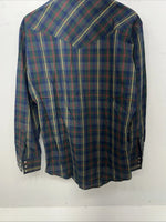New Men’s Green Plaid ELY Plains Long Sleeve Pearl Snap Shirt. 16.5x34 L S-3