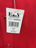 New Men’s ELY Cattleman Red Short Sleeve Pearl Snap 18.5 2XL R-12