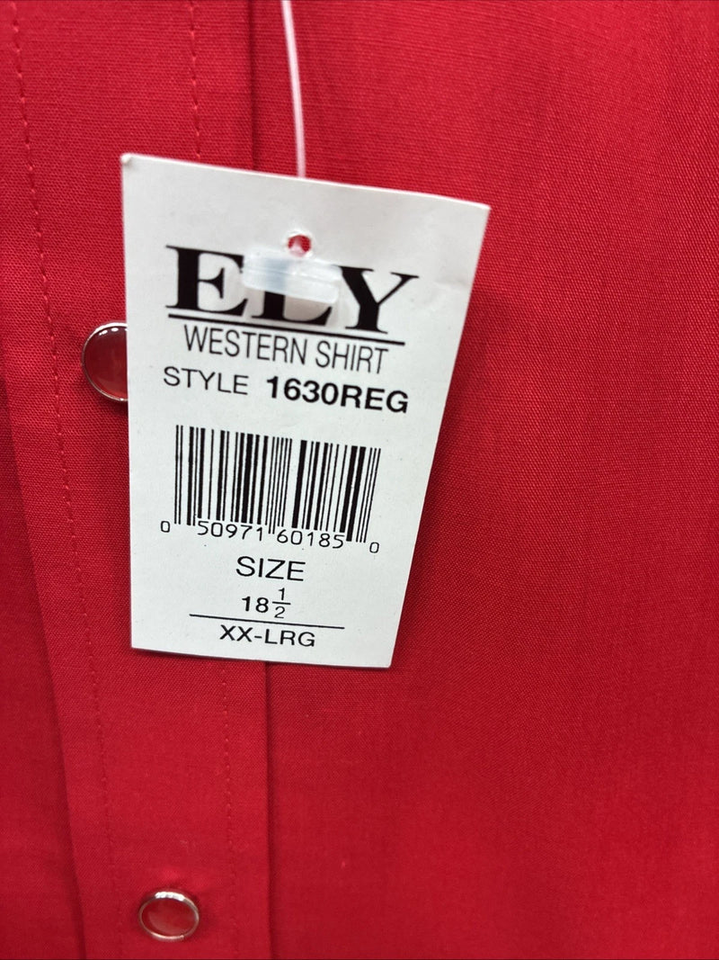 New Men’s ELY Cattleman Red Short Sleeve Pearl Snap 18.5 2XL R-12