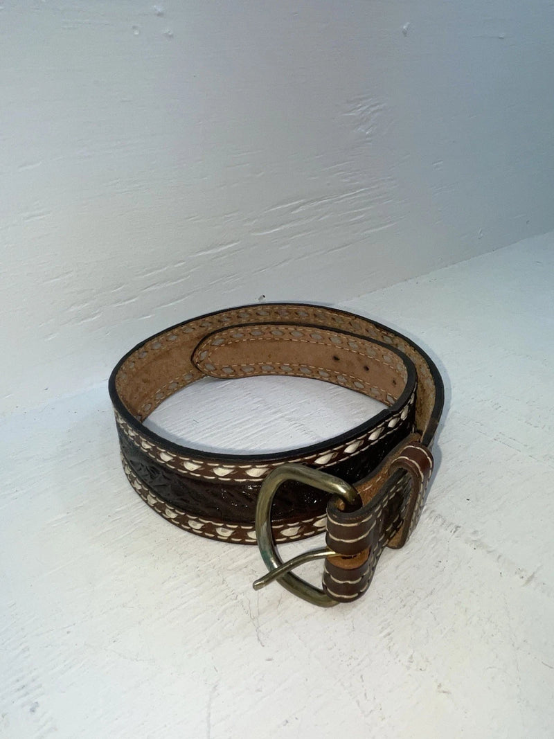 New Brown Genuine Leather Wright Tooled 28” Belt #10160 NN-2