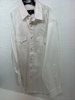 New Men’s Western Express White Western Long Sleeve Pearl Snap Large AA-40