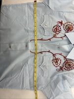 New Women’s Champion Western Blue Design Long Sleeve Pearl Snap Size 15 MM-43