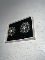 New Women’s Congress Leather Circle Silver Star Earrings. 93148 B-9