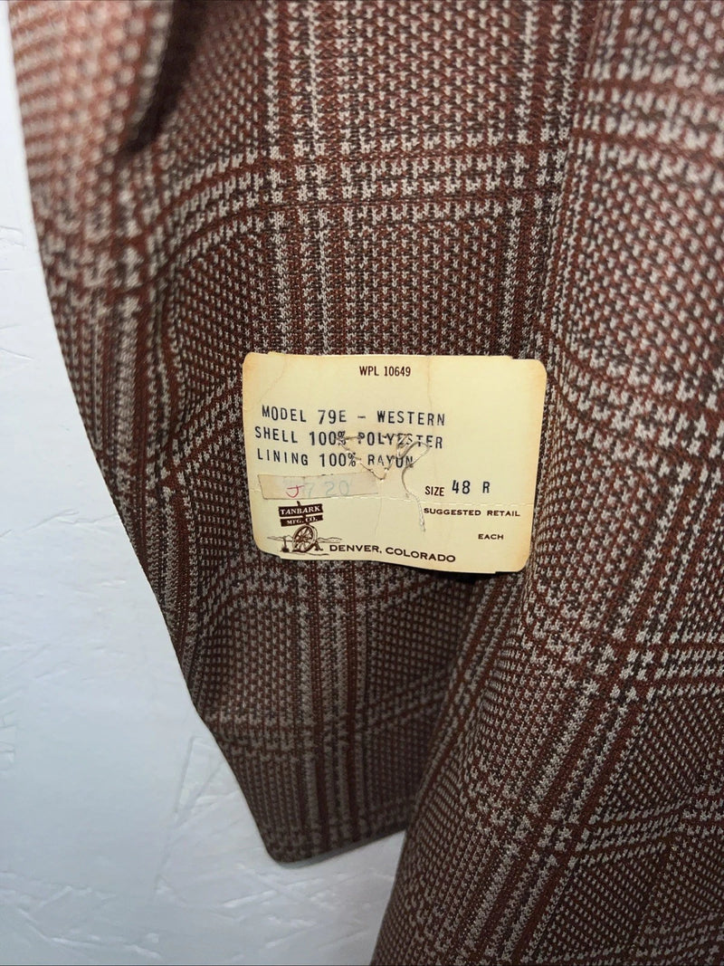 New Men’s Tanbark Red Plaid Suit Jacket 48R #720 X-601