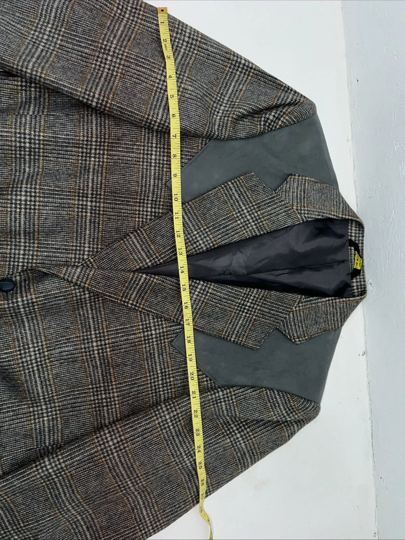 New Men’s HbarC California Ranchwear Grey Plaid Suit Jacket 42R #14753 AA-605