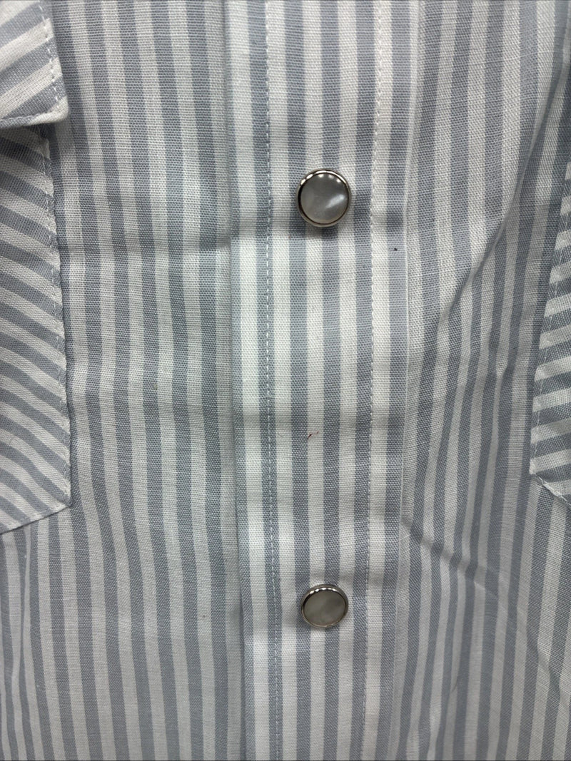 New Men’s H Bar C Blue White Stripe Long Sleeve Pearl Snap 16 X 33 Large R-29