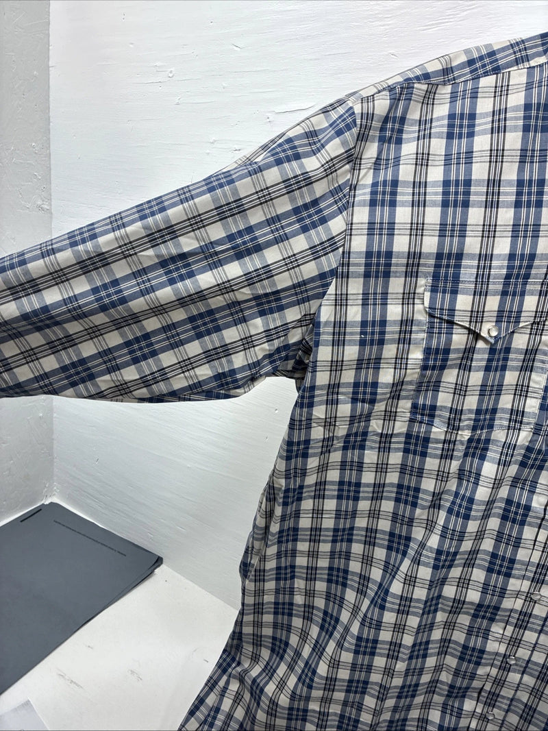 New Men’s Mesquite Blue Flannel Long Sleeve Pearl Snap 3XL E-52