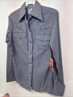 New Women’s Dickson Jenkins Blue Checker Long Sleeve Pearl Snap Size 32 LL-78