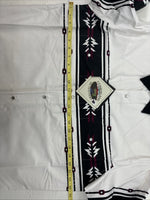New Men’s Cumberland White Purple design Long Sleeve Pearl Snap Large AA-57