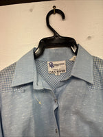 New Kids Dan River Blue Deigned Long Sleeve Pearl Snap Size 10 LL-63
