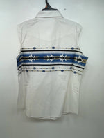 New Women’s White Aztec Cumberland Outfitters Cut Off Button Up Shirt M 3B-51