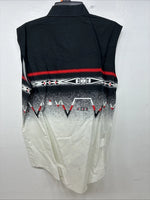 New Women’s Cumberland Black White Design Short Sleeve Button Up Medium MM-113