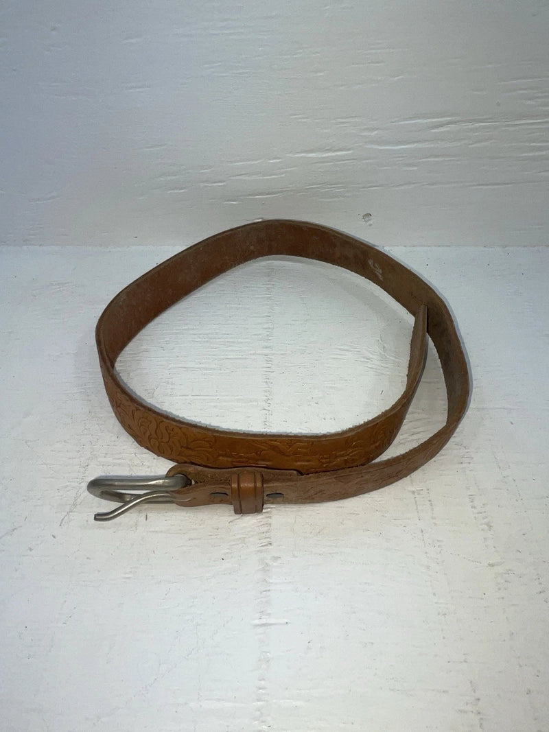 New Brown Genuine Leather Chambers Tooled 28” Belt #WY544 JJ-105