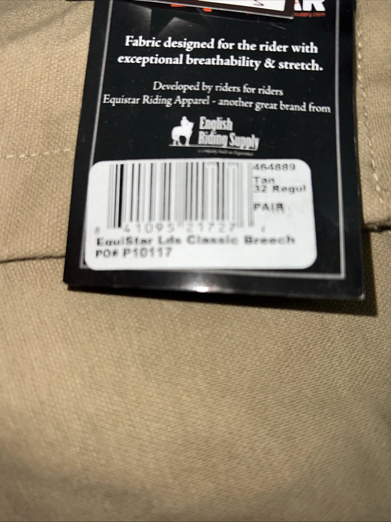 New Women’s Tan EQUISTAR English Riding Breeches. 32 R 464889 D-73