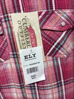 New Women’s Cumberland Pink Plaid Long Sleeve Pearl Snap Large GG-69