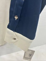 New Men’s Cowboy Threads Blue White Long Sleeve Button Up Shirt Large V-79