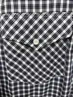 New Men’s White Horse  Black White Plaid Long Sleeve Pearl Snap XL H-80