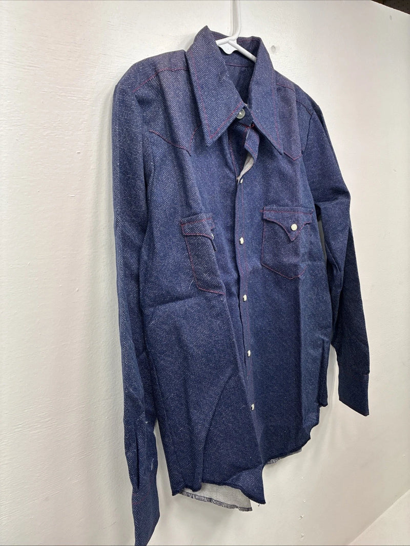 New Boys Panhandle Slim Blue Jean Long Sleeve Pearl Snap Size 12 DD-114