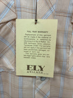 New Men’s ELY Cattleman Orange Plaid Short Sleeve Pearl Snap Large X-24