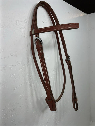 New Leather Trainer Dark Oil Browband Headstall Silver Buckles S-60