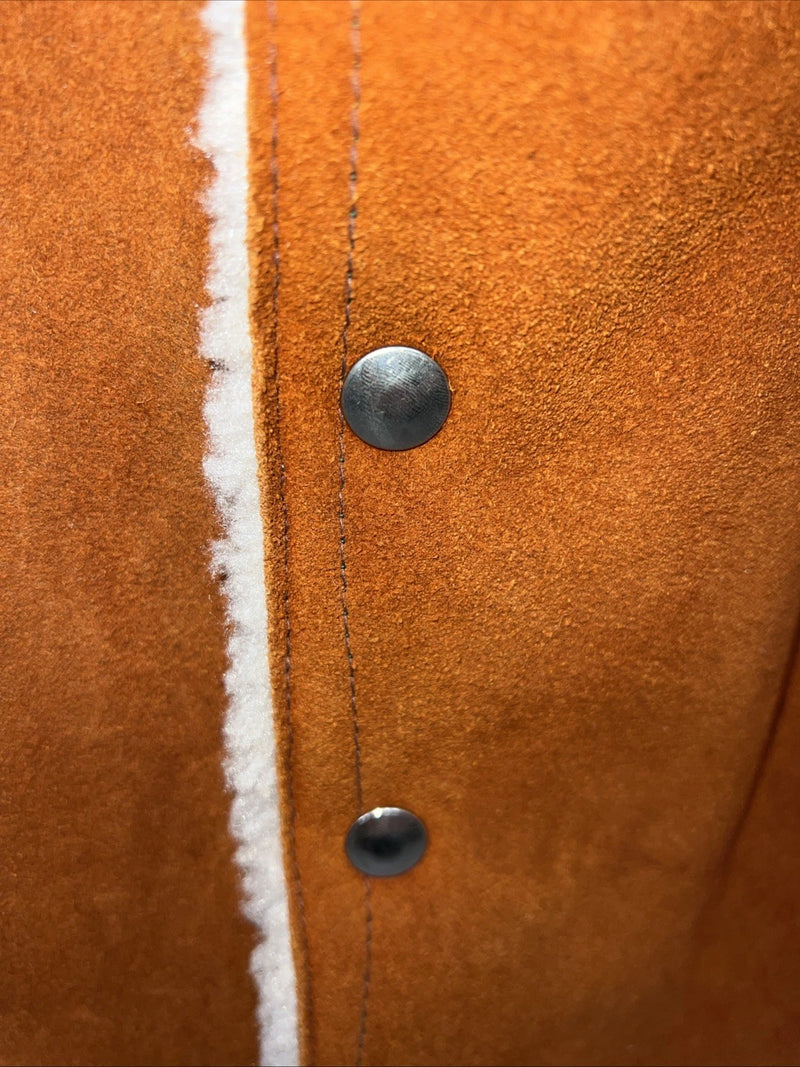 New Women’s Steerbrand Orange Leather Wool Vest XL Q-601